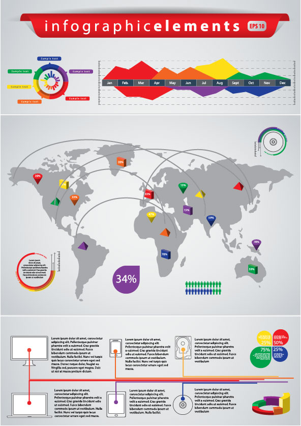 Business Graphic data report 03 vector set