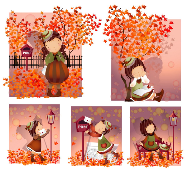 leaves girl autumn 