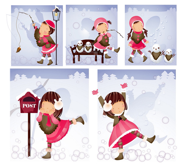 Elements of girl Snowman style Vector