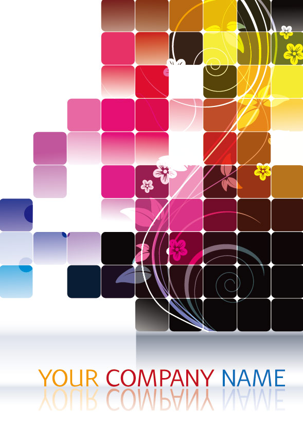 Shiny Squares with Floral background vector
