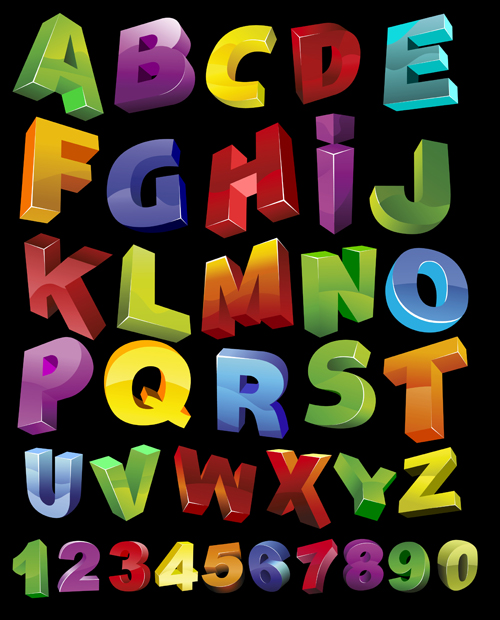 shiny numbers alphabet 
