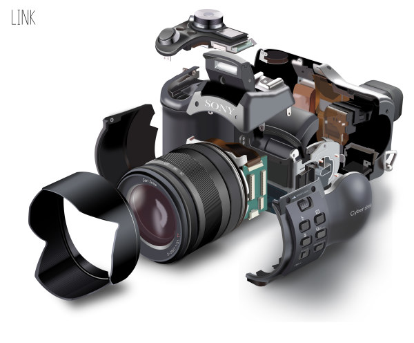 Assembled camera vector material