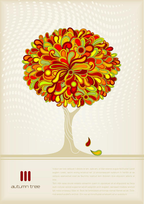 Autumn tree style cover design vector