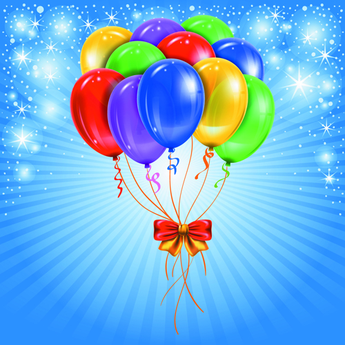 Happy Birthday Colorful Balloons background set 01