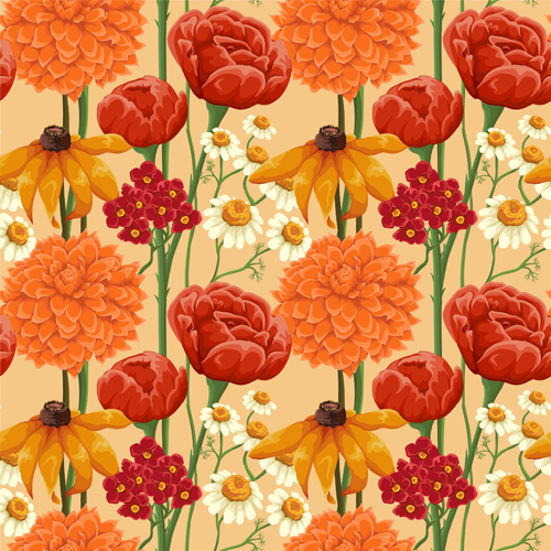Beautiful flower seamless patterns retro vector set 04
