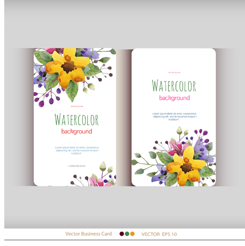 watercolor flower business cards 