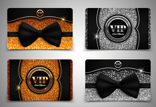 Black VIP card with bow vector Black VIP card with bow vector