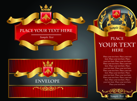 luxurious Black and gold labels vector 01