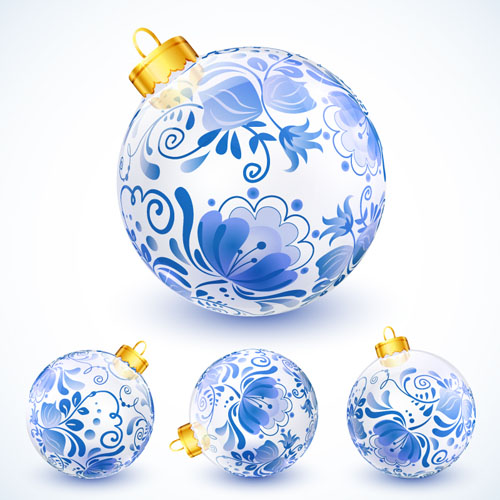 floral creative Christmas ball christmas blue ball 