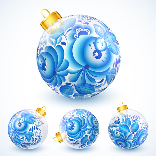 floral Christmas ball christmas blue ball 