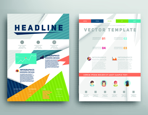 Brochure and flyer two cover design vector 02