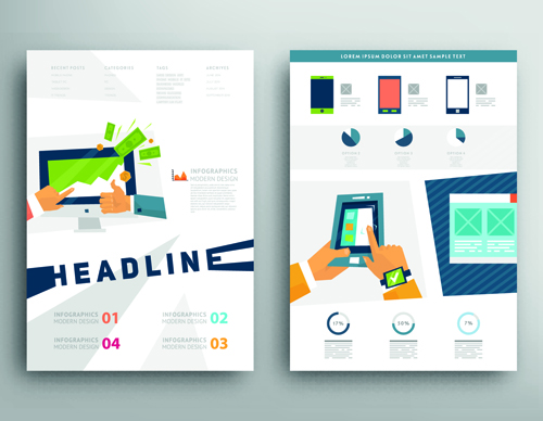 Brochure and flyer two cover design vector 03