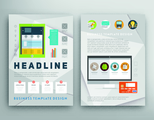 Brochure and flyer two cover design vector 11