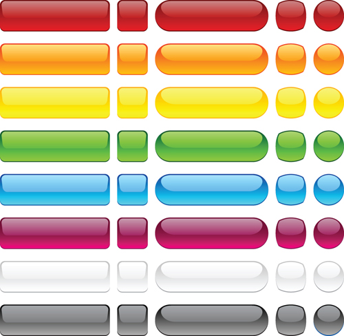 Set of Web Glass Buttons mix vector 05
