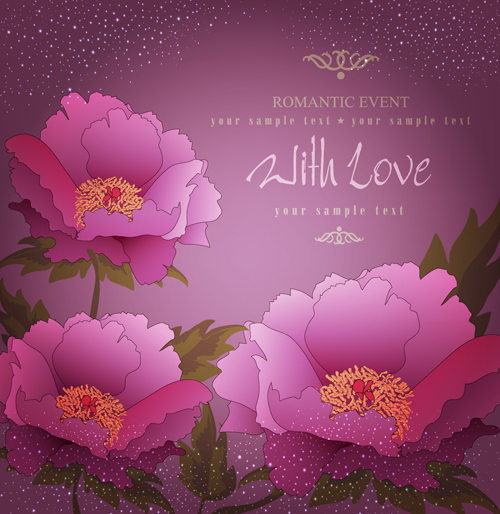Flowers and Vintage backgrounds vector 03