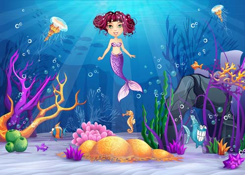 Cartoon underwater world beautiful vector 05 Cartoon underwater world beautiful vector 05
