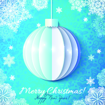 Paper Christmas ball vector backgroun 02