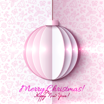 Paper Christmas ball vector backgroun 03