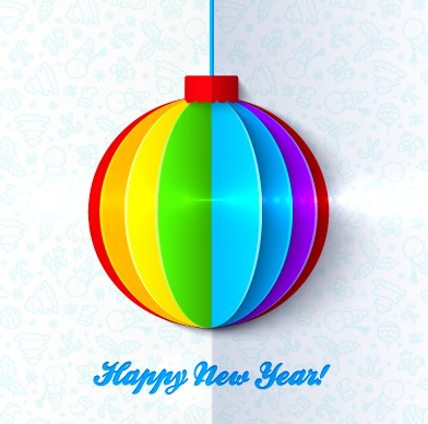 Paper Christmas ball vector backgroun 04