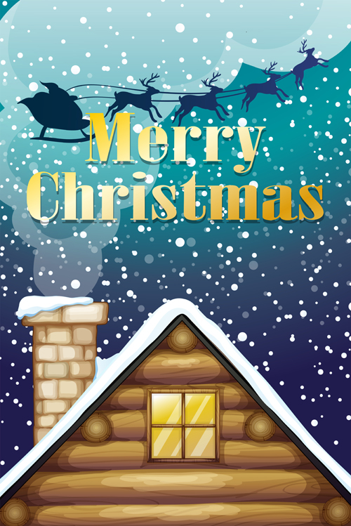 Christmas night Reindeer background vector