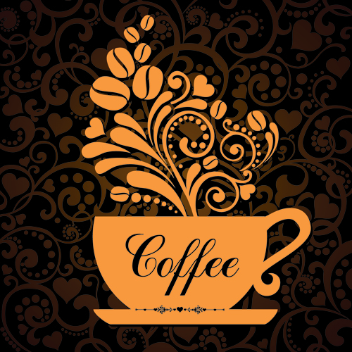 floral background floral coffee cup coffee background vector background 