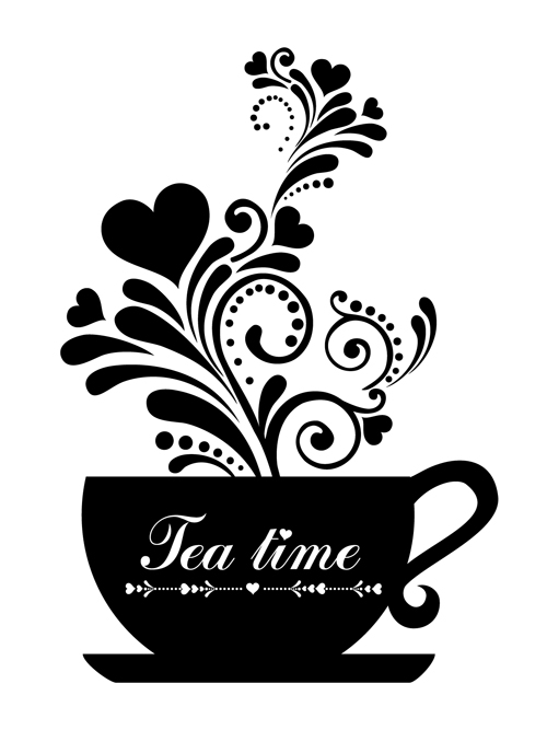Coffee cup with floral background vector 04