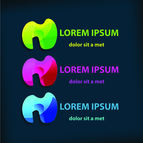 Colored company symbol with logos vector design 04