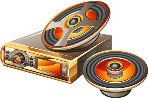 Creative car radio with speakers vector 01