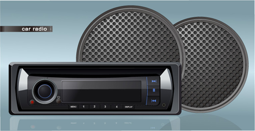 Creative car radio with speakers vector 02