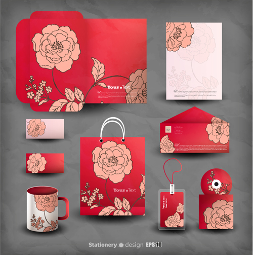 Creative stationery cover kit vector set 01