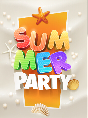 summer party poster design vecor 01 Creative summer party poster design vecor 01