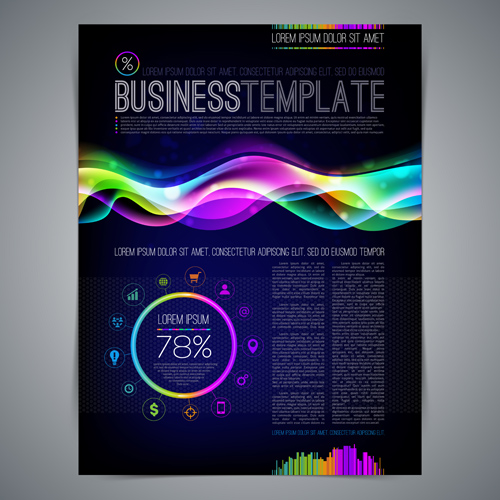 Dark blue style brochure cover vector 02