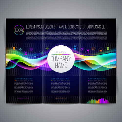 Dark blue style brochure cover vector 03
