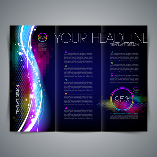 Dark blue style brochure cover vector 04