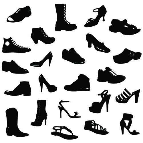 nt shoes design vector silhouette 02 Different shoes design vector silhouette 02