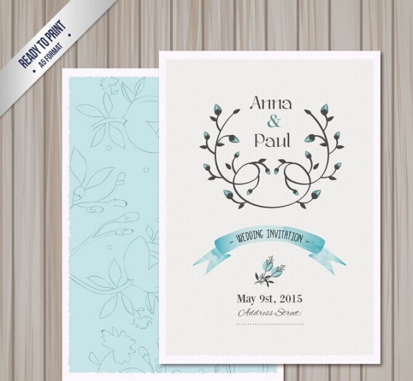 Elegant floral wedding invitation card vector