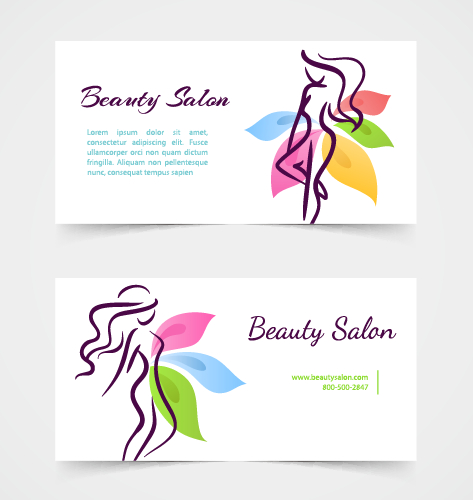 Exquisite beauty salon business cards vector material 03