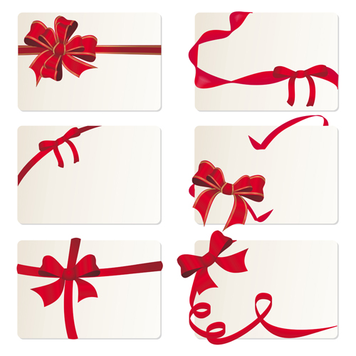 Exquisite ribbon cards vector material 04
