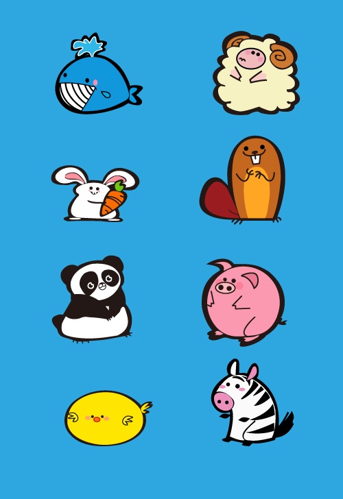 Funny animals cartoon design vectors