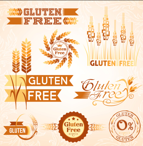 Gluten free logos with labels vector 02