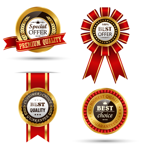 ribbon red quality labels golden 