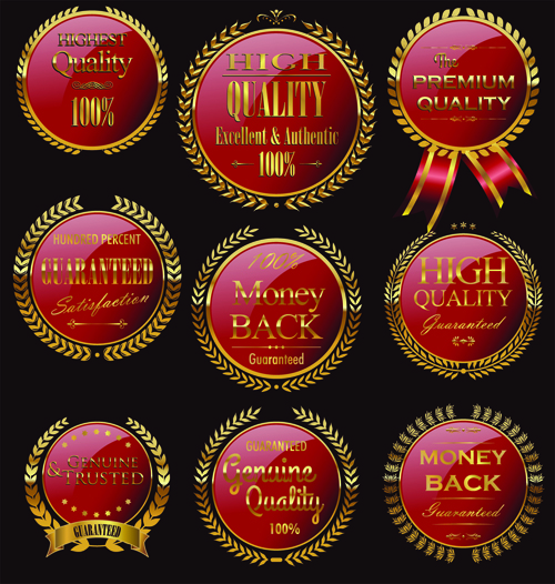 Golden wreaths sale labels vector 03