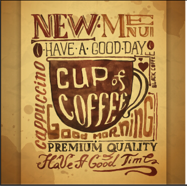 Retro style Retro font poster hand drawn coffee 