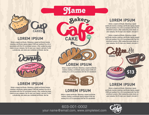 Hand drawn food template vector material 02