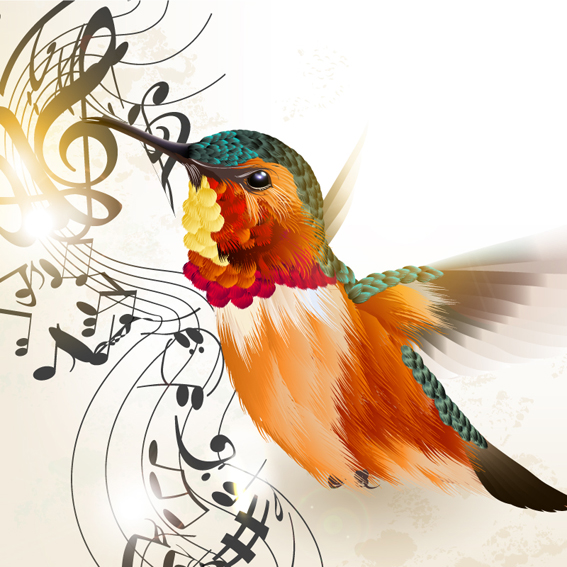 Hand drawn hummingbird vector material 01