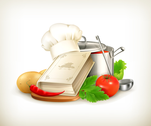 Kitchen object design elements vector 01