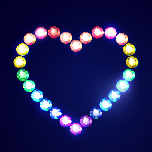 Love with colored diamond design vector 02