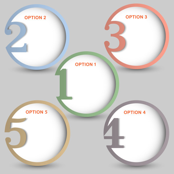 Round numbered banners design vector