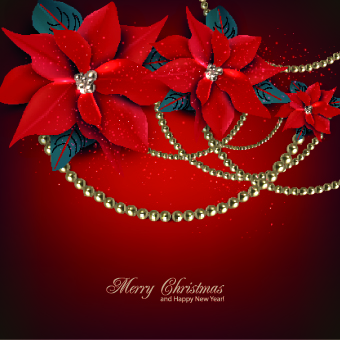 vector background pearls flowers flower christmas background 