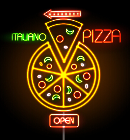 Pizza restaurants neon sign vector material 05